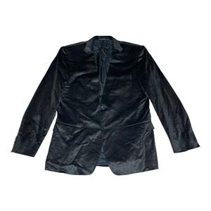 Z Zegna Mens Black Viscose Velvet Blazer Jacket Two Button 54R IT - Size 44 US